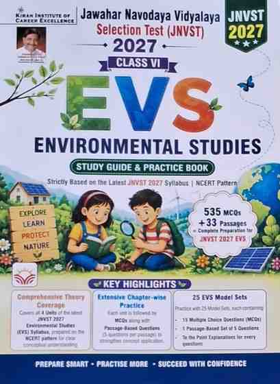 Jawahar Navodaya Vidyalaya (JNV) Class 6 Environmental studies (EVS) Study Guide & Practice Book 2027 | English Medium | By Kiran Publication