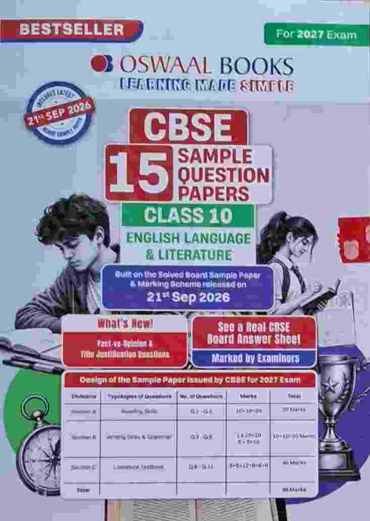 Oswaal Class 10 English Language & Literature CBSE 15 Sample Question Papers For 2027
