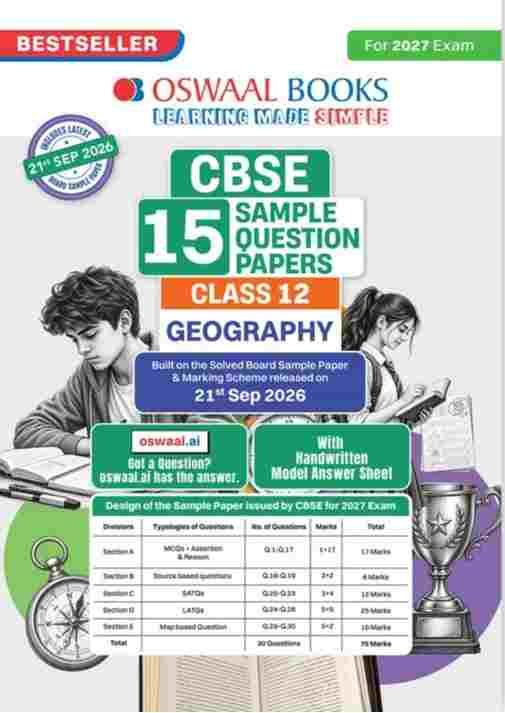 Oswaal Class 12 Geography CBSE 15 Sample Question Papers For 2027