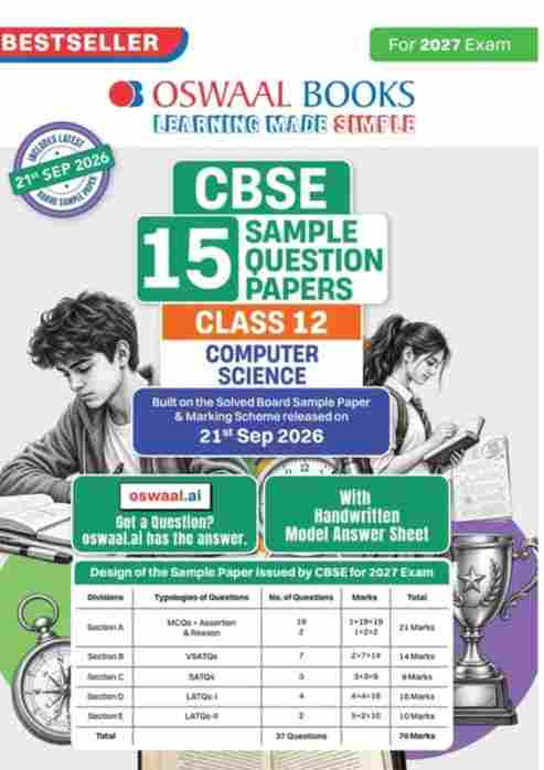 Oswaal Class 12 Computer Science CBSE 15 Sample Question Papers For 2027
