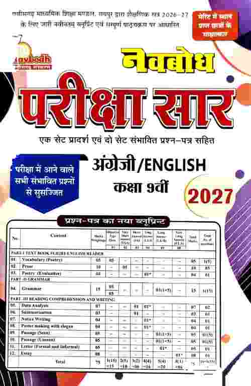 Navbodh Pariksha saar Angreji/English Class 9th CG board 2027