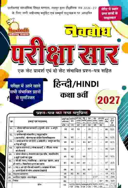 Navbodh Pariksha saar Hindi  Class 9th CG board 2027